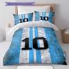 Lenjerie de pat cu model Lionel Messi, Set cu cuvertură, Husă cuvertură, Față de pernă, Cadou de casă de ziua de naștere(1 * husă de pilotă + 2 * fețe de pernă, fără miez)