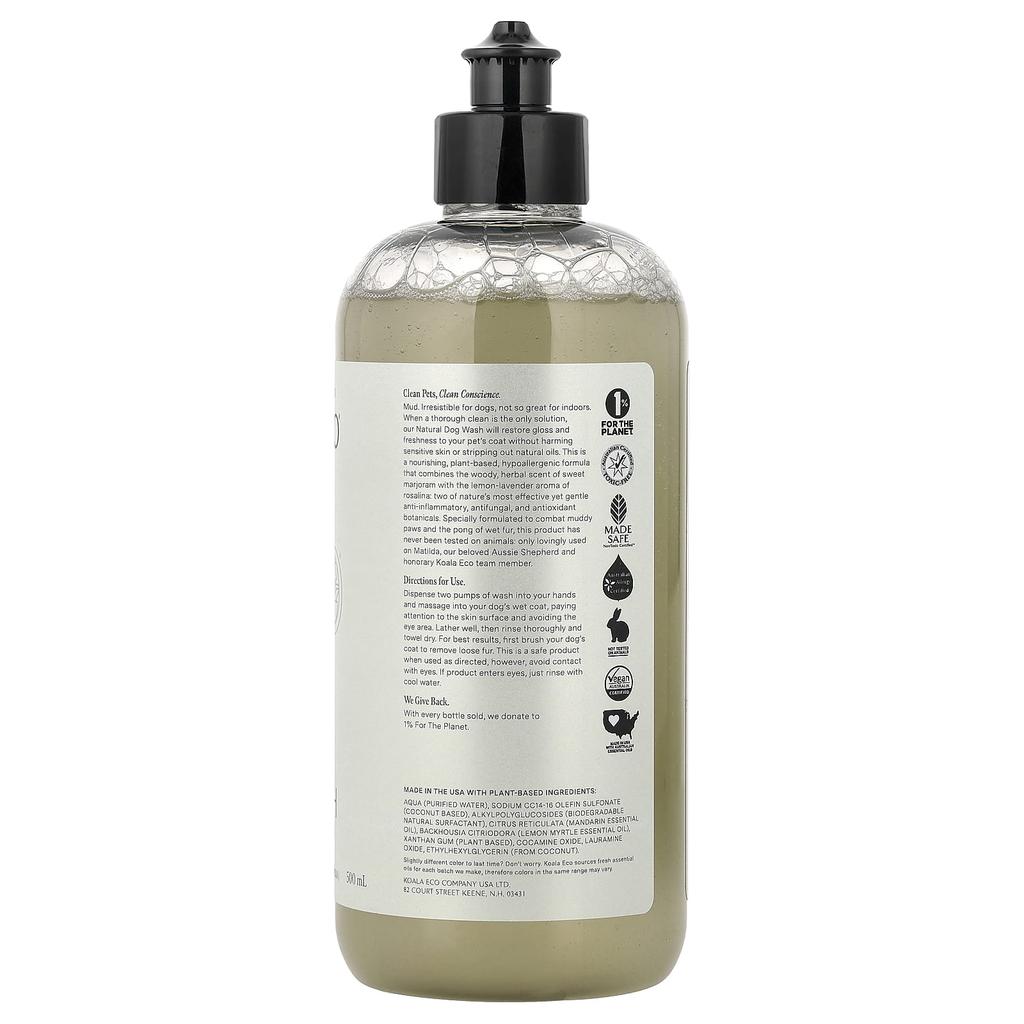 Koala Eco, Natural Dog Wash, Australian Sweet Marjoram and Rosalina Essential Oils, 500ml (16.9 fl oz)