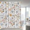1pc Floral Pattern Printed Shower Curtain, Suitable for Home Bathroom Decoration, Easy Installation, with 12 Hooks Polyester F