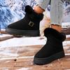 Fashion Fashion Buckle Faux Fur Snow Boots for Women Warm Plush Lining Platform Winter Boots Woman Non Slip Faux Suede Ankle Botas Mujer