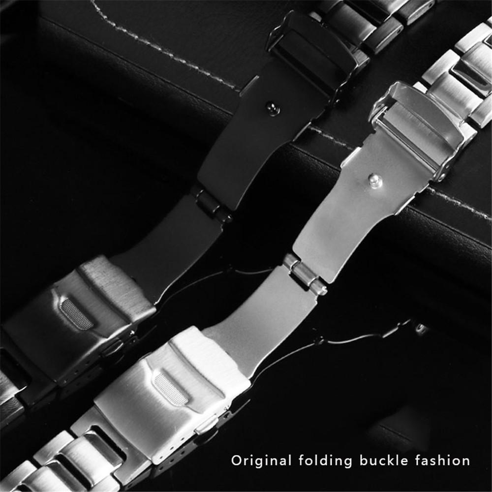 Edelstahl Uhrenarmband für Casio MTG-B1000 Herren Mattes Metall Schwarz Massives Armband Zubehör