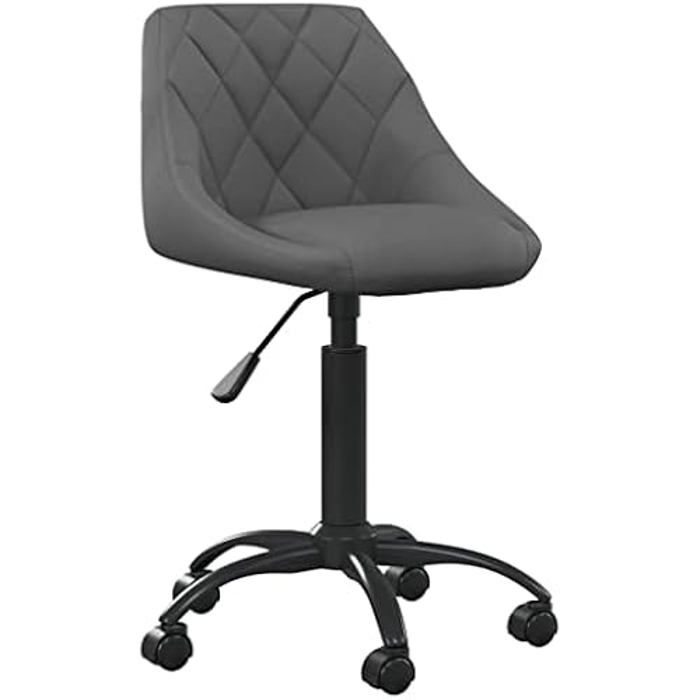 Chaise de Bureau - VIDAXL - Siège Ergonomique - Hauteur Réglable - Velours - Gris Foncé