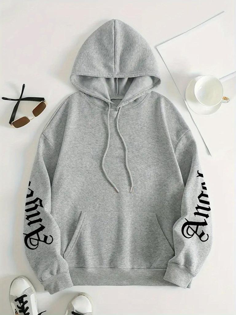 Felpa con cappuccio Hip Hop Sportiva da uomo con design ad ali a tema angelo e frase motivazionale, Top con cappuccio rétro street loose per tutte le stagioni