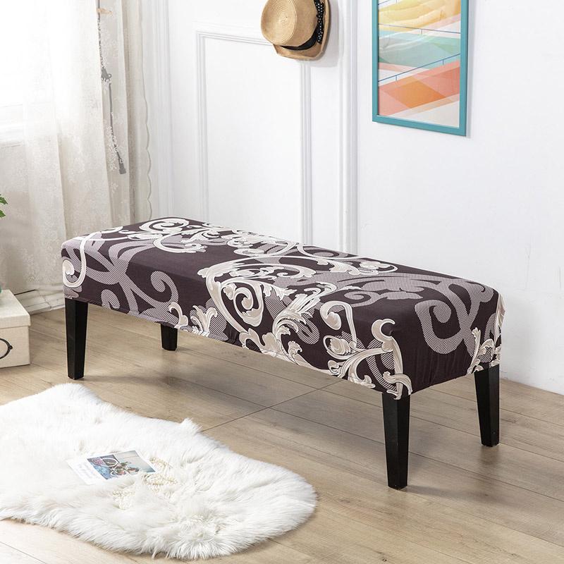 1PC Floral Printed Bench Covers Stretch Spandex Nordic Piano Long Chair Slipcover Bed Side Seat Protector Cover for Living Room