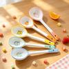 Long Handle Hand-Painted Ceramic Spoon - Cute Cartoon Design