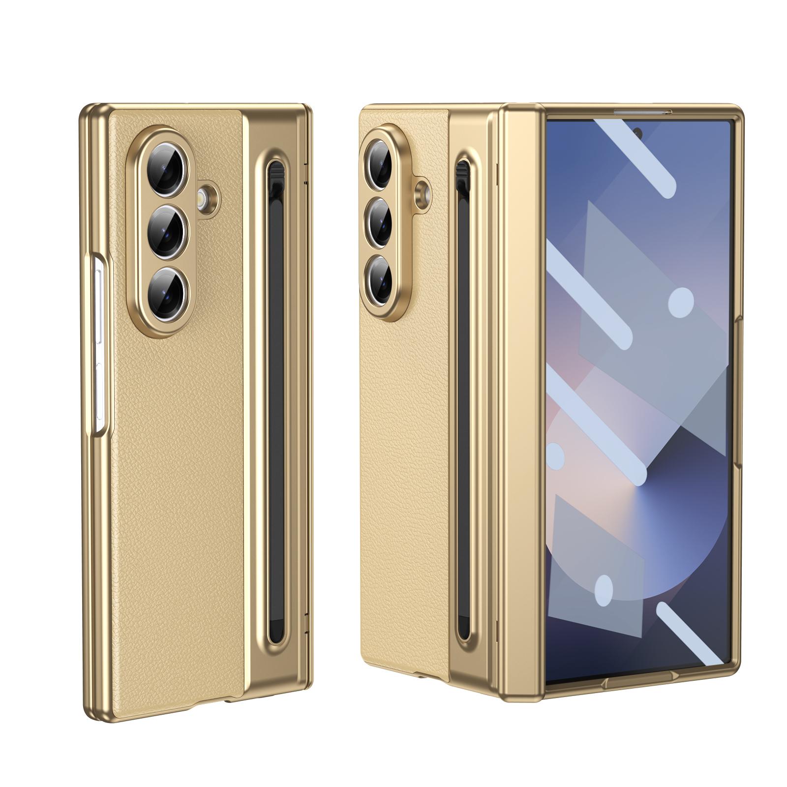 

For Samsung Galaxy Z Fold 7 6 5 4 3 360° Folding Flap Leather Pen Groove Tempered Glass Film Drop Resistant Phone Case For Galaxy Z Fold 7
