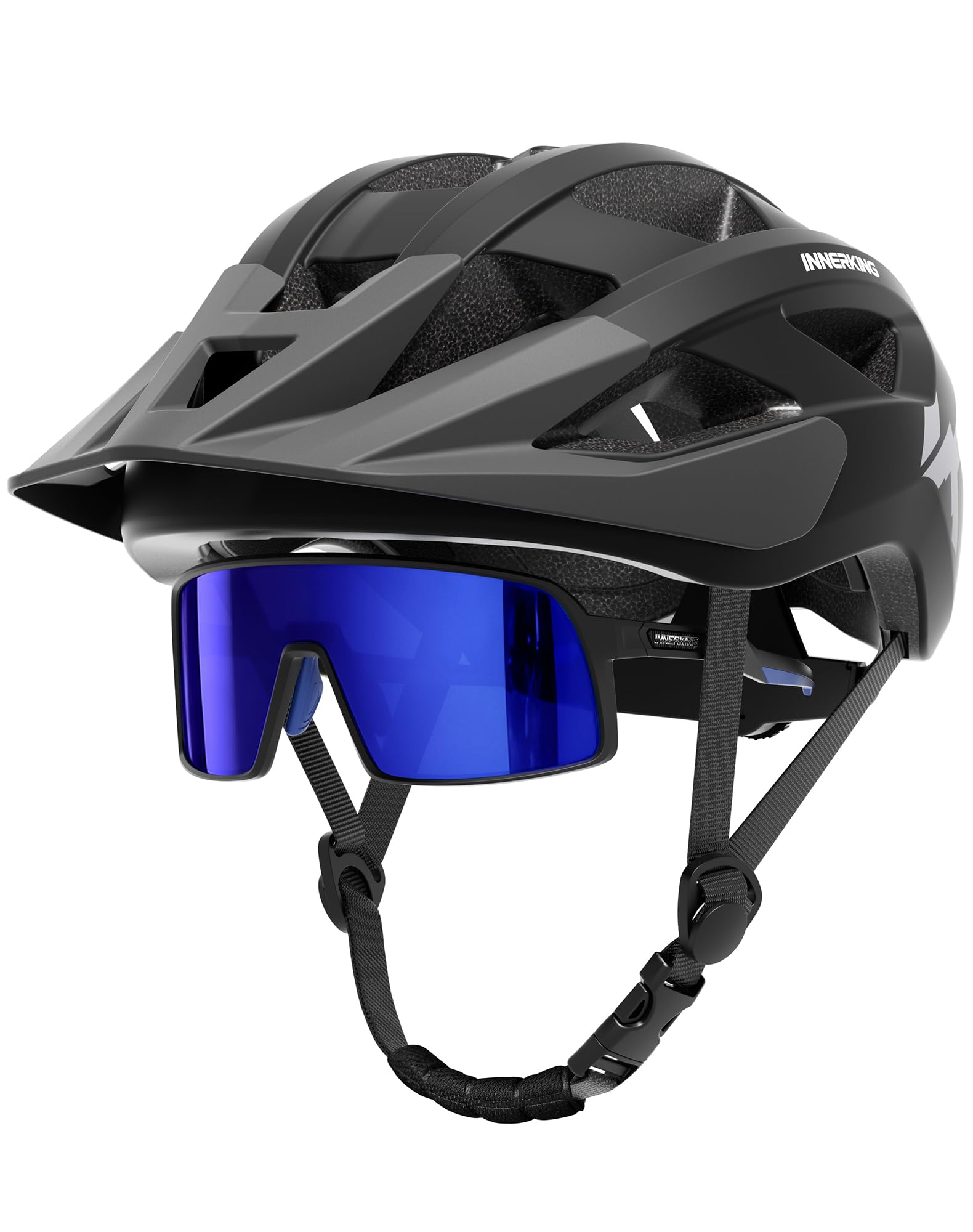 

InnerKing Bicycle Helmet & Cycling Sunglasses Set - CE Certified & CPSC Standard, with LED Taillight, UV Protection, Impact Resistant, Breathable, Lig