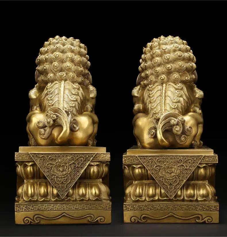 1pair Attracting Wealth Copper Lion Ornaments Home Living Room Bedroom Office Decoration