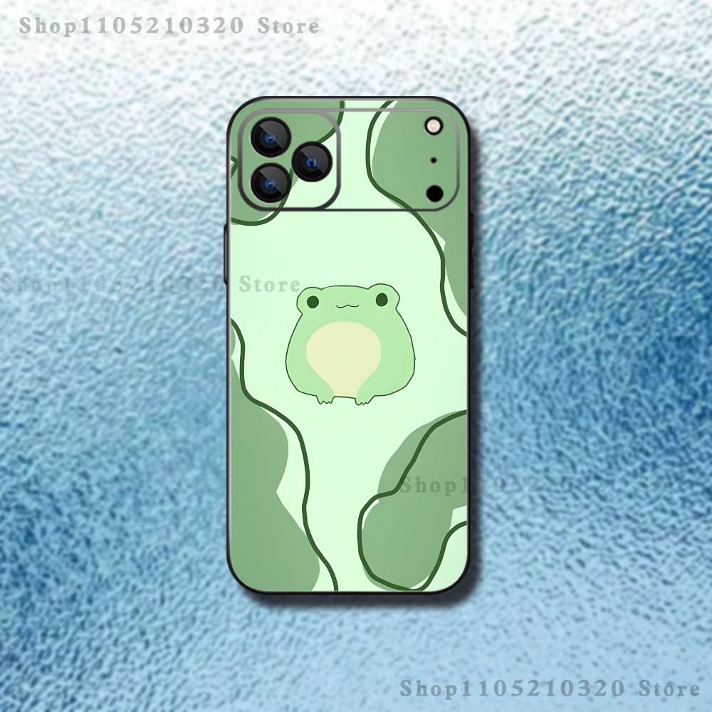 Frog Strawberry Cartoon Phone Case For iPhone 17,16,15,14,13,12,11,Pro Max,XSX,,XR,SE,Mini,8,7,Soft Silicone Black Cover
