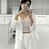 New Arrivals Open Run Women Loose Fit Crop Knit Tank And Cardigan Set