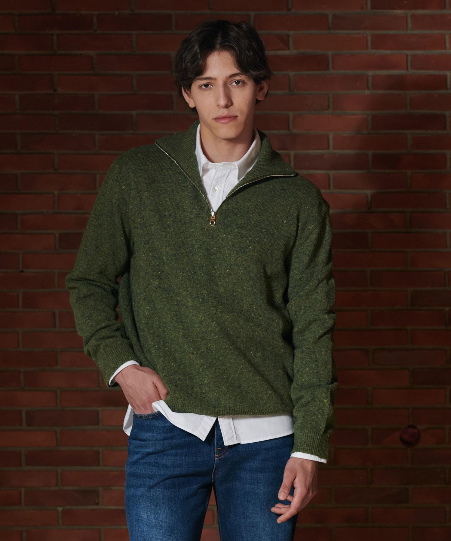 Prod Shirt Irish Donegal Half-Zip Knit (National Park) Green/L(50)