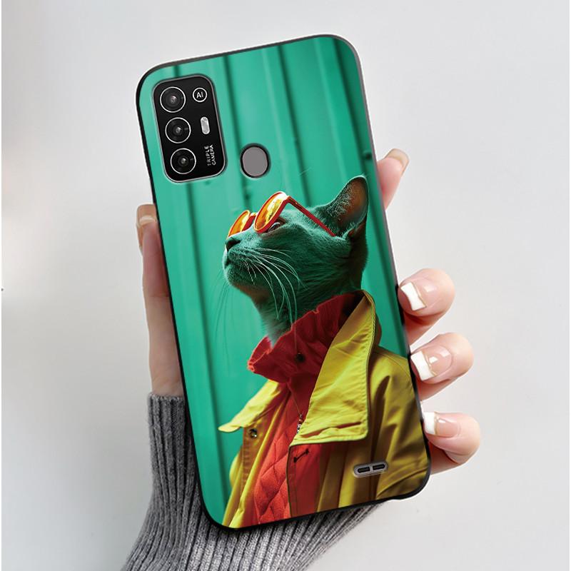 Hülle Für ZTE Blade A52 / A52 Lite Hülle Ästhetisch Niedliche Katze Astronaut Handyhülle Schwarze Weiche Silikon TPU Rückabdeckung Bumper Schale