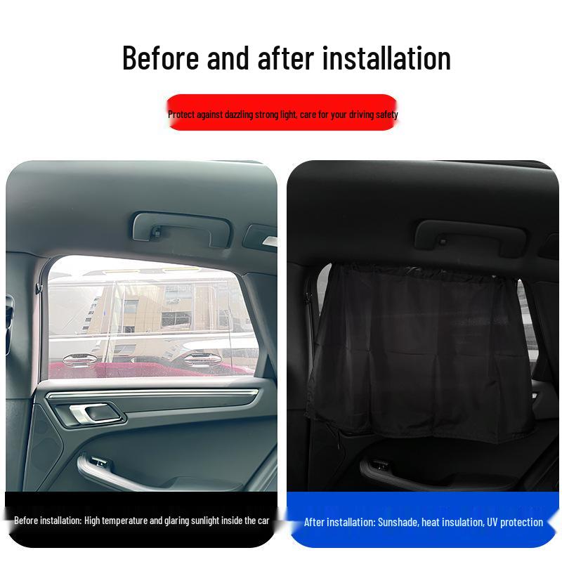 Car Window Sunshade Curtain with Suction Cups - Blackout Privacy & Heat Insulation