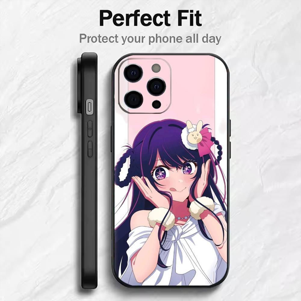 O-Oshi N-No K-Ko Hoshino Ai Handyhülle Für iPhone17,16,15,14,13,12 Plus,Max Weiches Silikon Schwarze Hülle