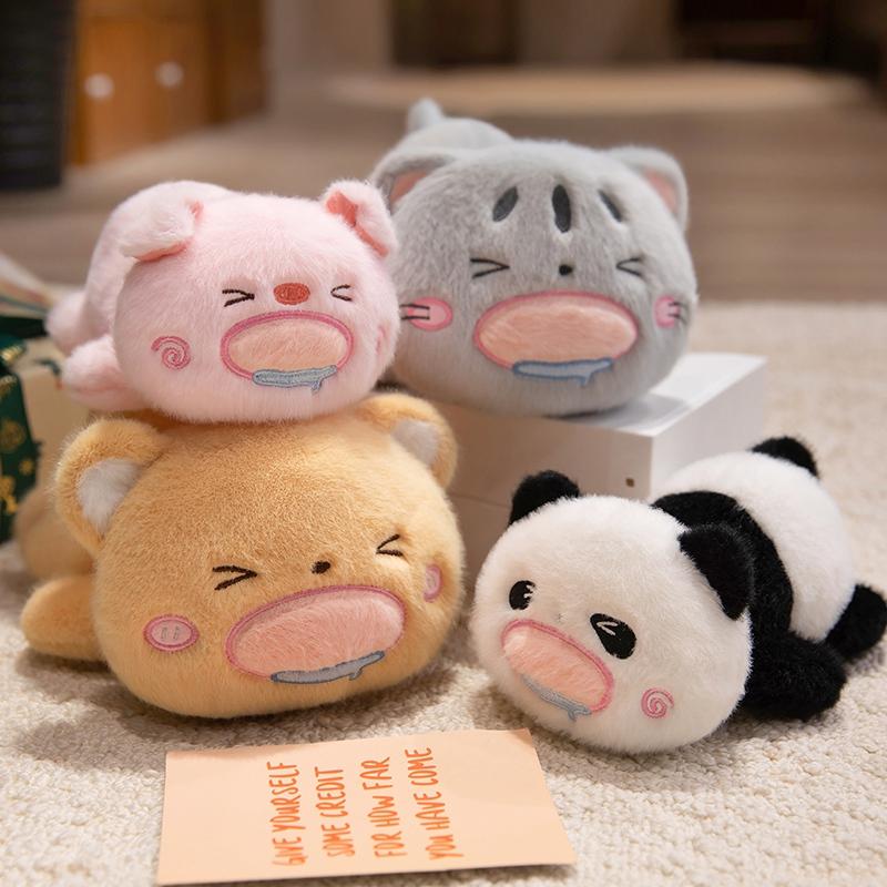 18/26CM Cartone Animato Maiale Gatto Orso Panda Peluche Bambola Carina Animale Bocca Grande Cuscino Bambola Morbida Imbottita Simpatici Regali di Compleanno