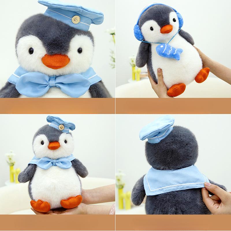 Navy Penguin Soothing Headphone Doll Plush Toy Muppet Cute Birthday Gift Children'S Simulation Cute Doll