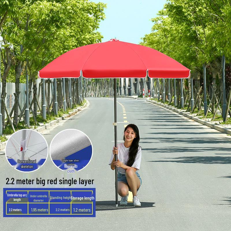 Großer Outdoor-Gewerbeschirm mit Doppelrippen - Sonnenschirm für Sonne, Werbung und Standnutzung