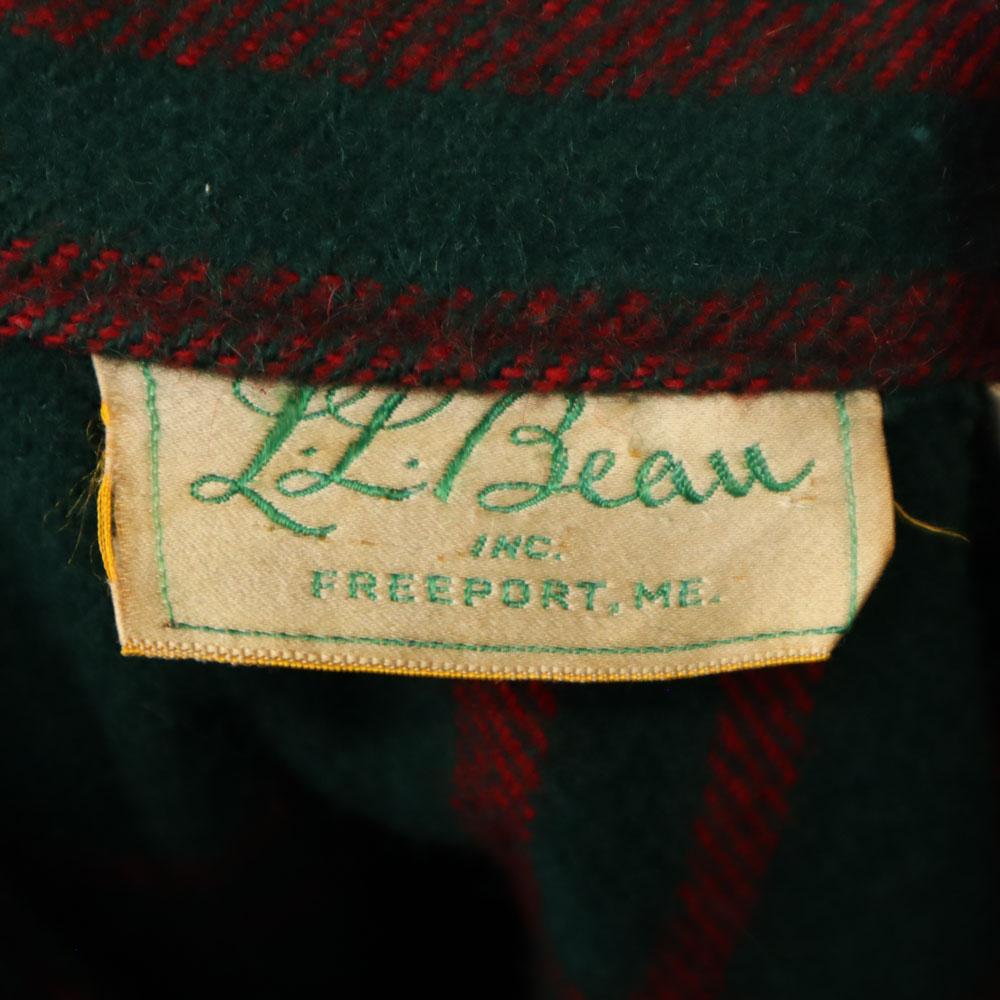 L.L.BEAN 70er Wollmischung Kursivschrift Etikett Vintage Karo Langarm Hemdjacke Herren Gebraucht