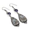Natural Indian Moss Agate, Amethyst 925 Sterling Silver Earring 2.48" i7G92