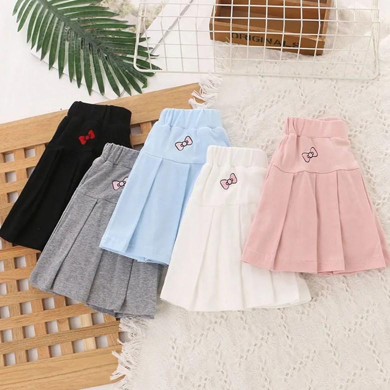 Girls' Summer Midi Pleated Skirt with Anti-Exposure Shorts