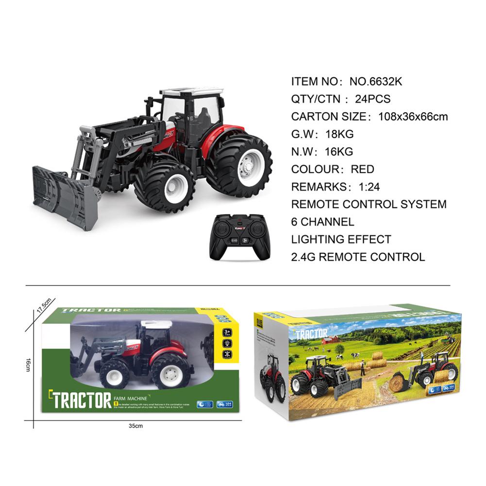 1:24 Remote Control Car For Kids Simulation Electric Farmer Harvester Tractor Model With Lights Christmas Gifts For Boys Girls