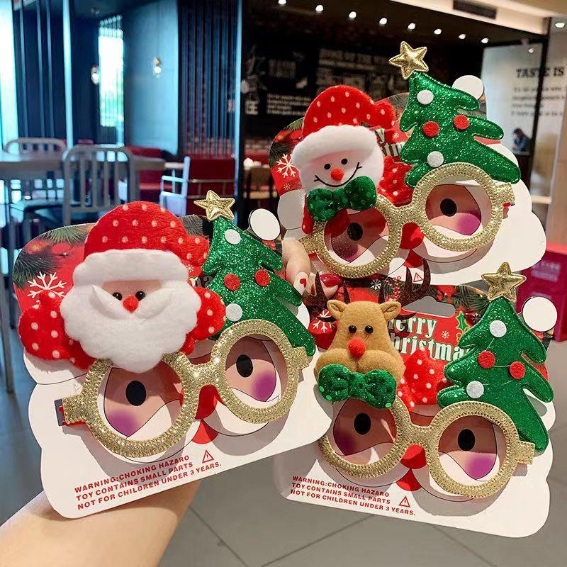 Christmas Glasses Decorative Glasses with Sticker Christmas Decoration Gift for Girls Women Xmax Party Costume Accessory Navidad