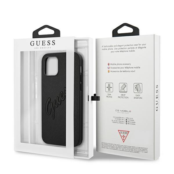 Guess Guhcp12Lrsavsbk Iphone 12 Promax 6,7 Czarny/Black Hardcase Saffiano Vintage Script