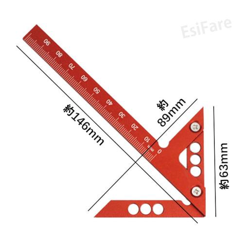 EsiFare 100mm Square, Woodworking Ruler, Square, Marking Tool, 45 Square, Stop Square, Woodworking Scribe, Carpentry Marking Tool, Aluminum Carpentry