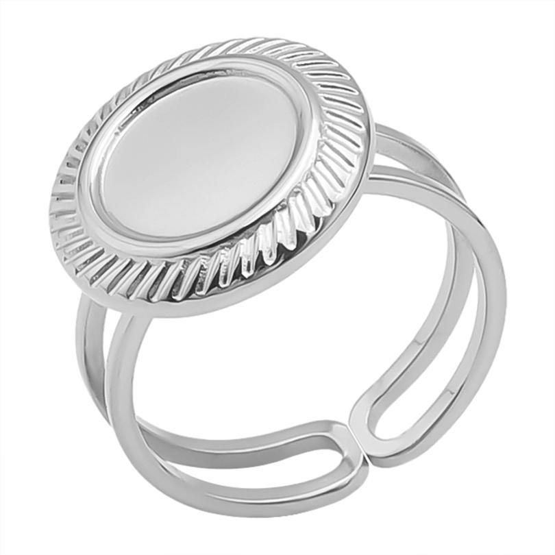 Geometria Semplice Moda Acciaio Inossidabile Anelli Aperti Per Donne Uomini Accessori Colore Argento Cuore Sole Rotondo Base Vuota Fai da Te Anillos