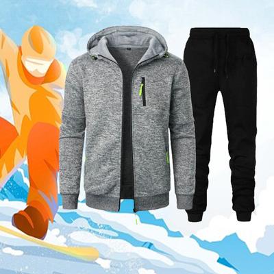Yasheng - Conjunto deportivo para hombre, otoño e invierno, chaqueta, pantalones de manga larga, con capucha, informal, con cremallera, estampado