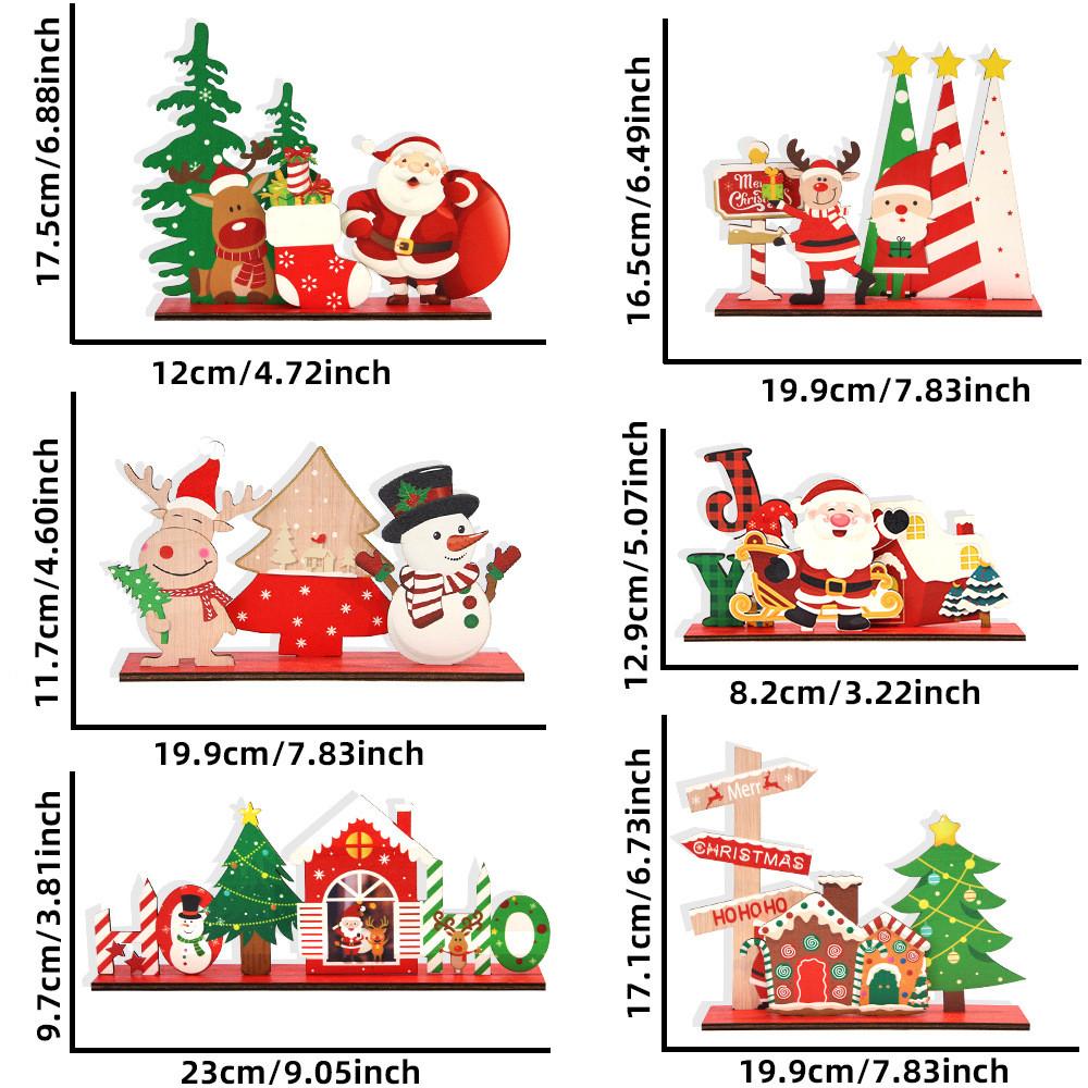 Charming Wooden Christmas Decorations Featuring Snowman Cottage And Santa Tree Design