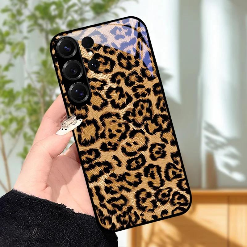 For Samsung S23 S24 Ultra Fashion Case S24 Plus / S23+ S24+ Hard PC Tempered Glass Phone Cover For Galaxy S23 FE Glass Protector