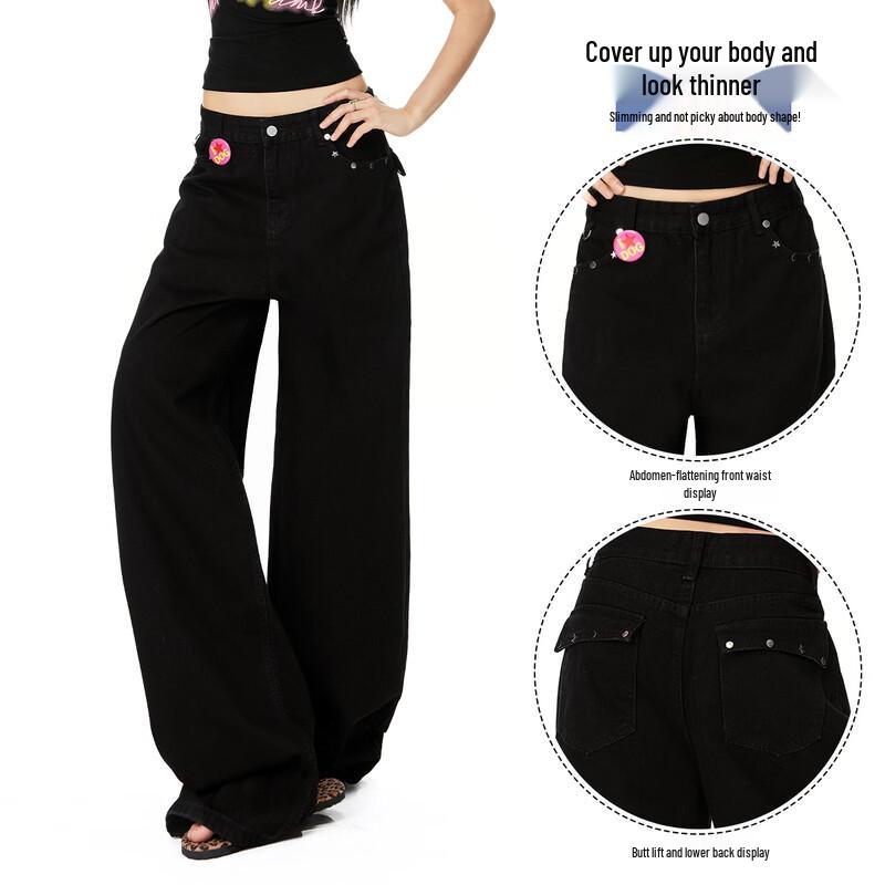 BEAUTIFUL WARDROBE Women's Retro High-Waist Wide-Leg Jeans
