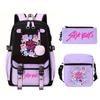 Animation Cartoon Peripheral Printing Trend Lightweight Shoulder Backpack, Primary And Secondary School Student Leisure Schoolbag Three-Piece Set