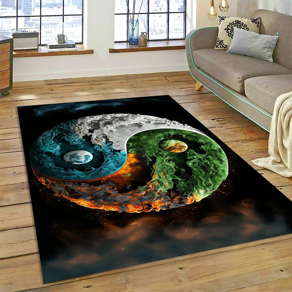 3D Naturalize Yin and Yang Chinese Tai Chi Carpet Rug for Home Living Room Bedroom Sofa Doormat Decor,Kids Area Rug Non-slip Mat