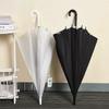 New Korean-Style Transparent Frosted Black and White Umbrella with Straight Handle and Long Handle, Automatic Umbrella, Solid Color Business
