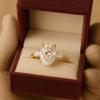 Oval Cubic Zirconia Engagement Ring with Marquise Side Stones – 925 Sterling Silver Yellow Gold Plated Solitaire Bridal Wedding Jewelry Gift for Her
