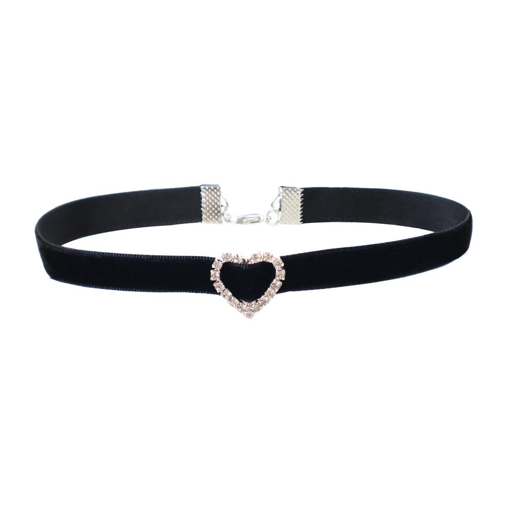 Vintage Rhinestones Love Round Choker Punk Clavicle Chain Gift for Women Girls