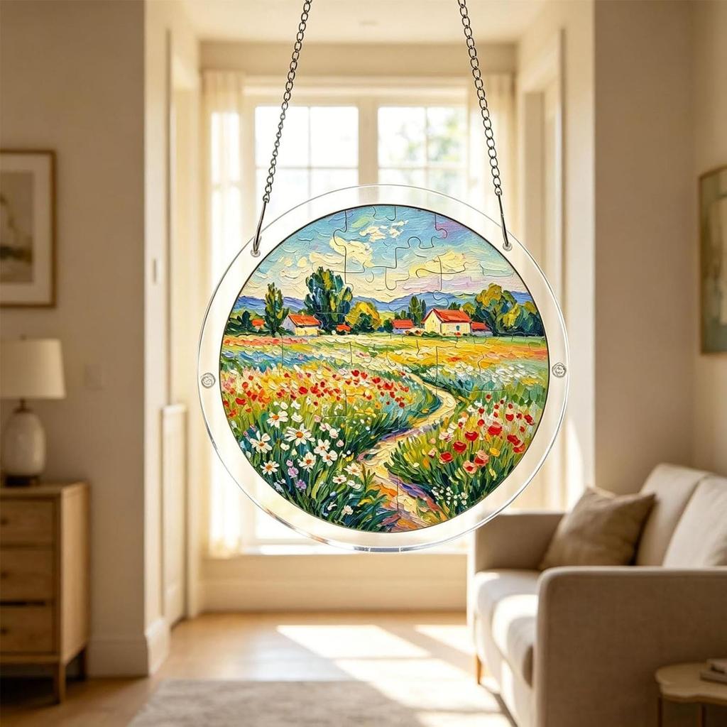 Sun Catcher Decor 2D Acrylic Colorful Pendant Puzzle Suncatcher For Window For Indoor Outdoor Windowsills Yard Tree Balcony
