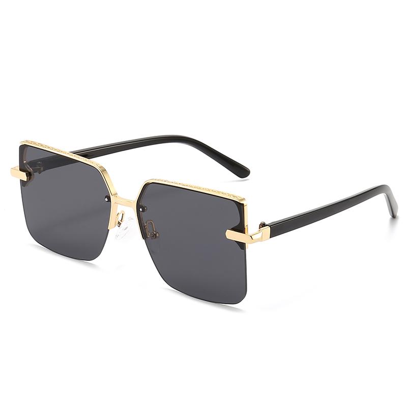 Trendy Metal Half Frame Cool Square Sunglasses Ins Square Glasses Fashion Sunglasses Sunshade Glasses 1201