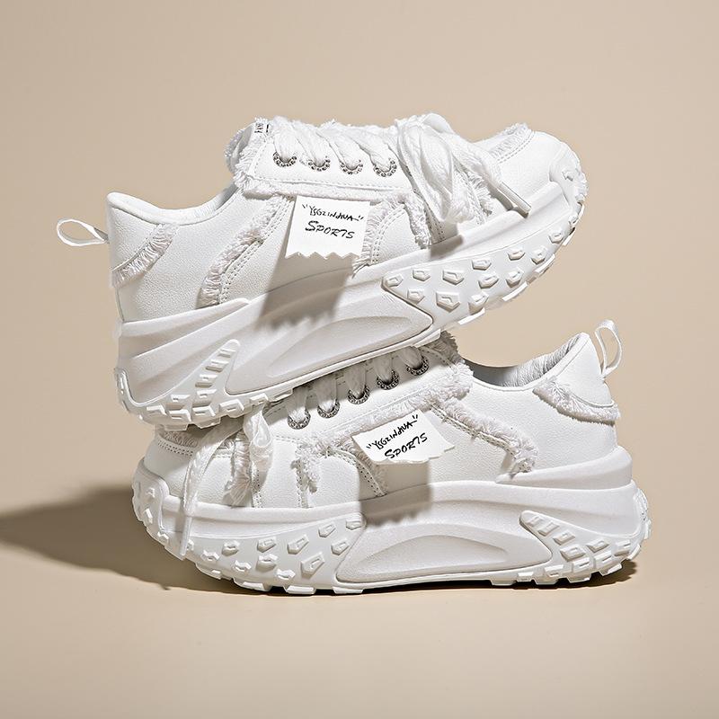 

Универсальные туфли для скейтборда с круглым носком и толстой подошвой, дышащие, удобные, модные, повседневные, спортивные туфли 40 белый