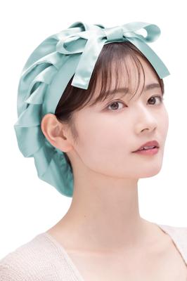COCOSILK Silk Nightcap with Front Tie and for Long for Hair Care Ribbon, Hair, 100% Silk, Sleeping, (M, Green)