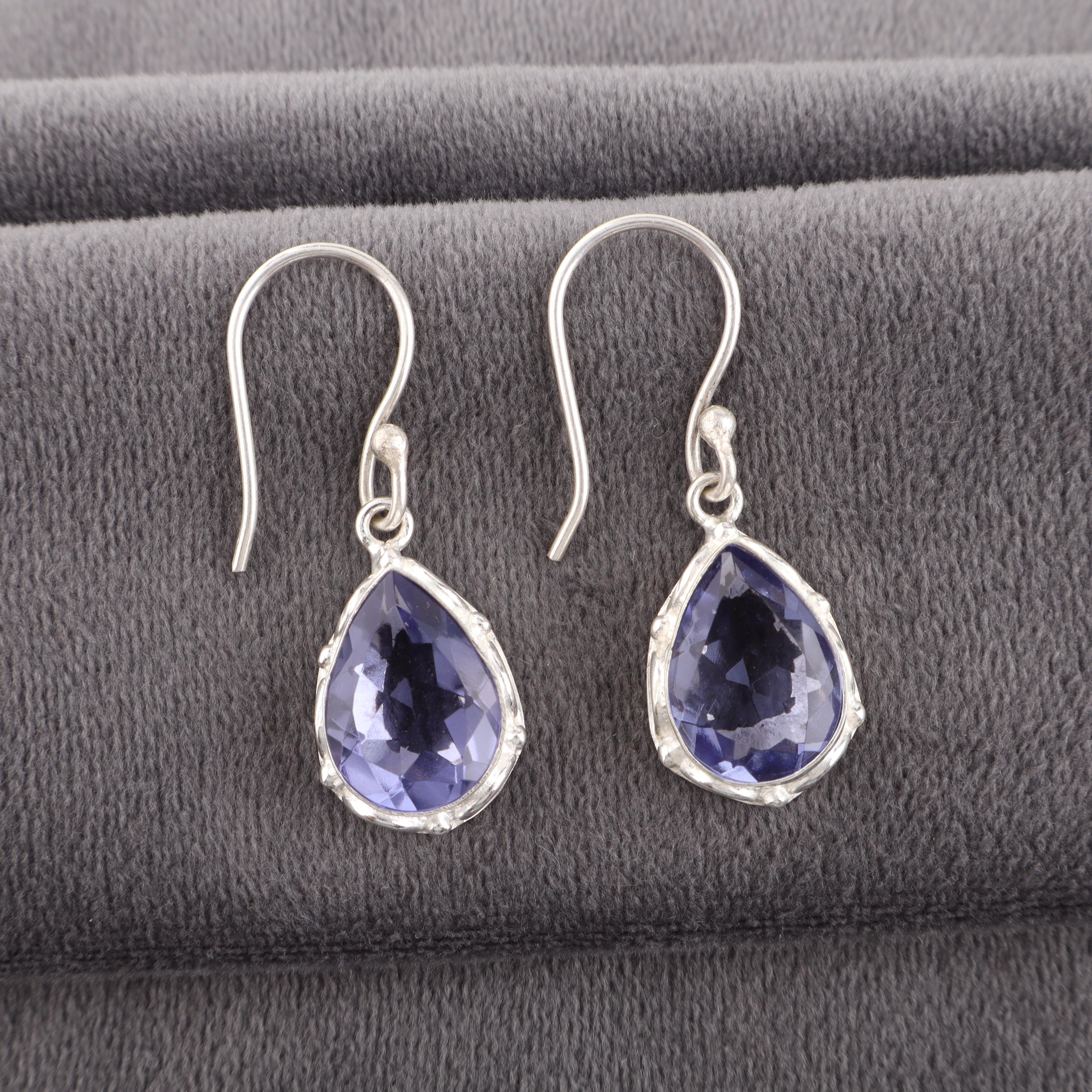 

Серьги с иолитом, Ювелирные изделия из драгоценных камней, Серьги из стерлингового серебра 925 пробы, Ювелирные изделия ручной работы, Серьги с камнем-талисманом, Подарок для нее 1.30 inches синий