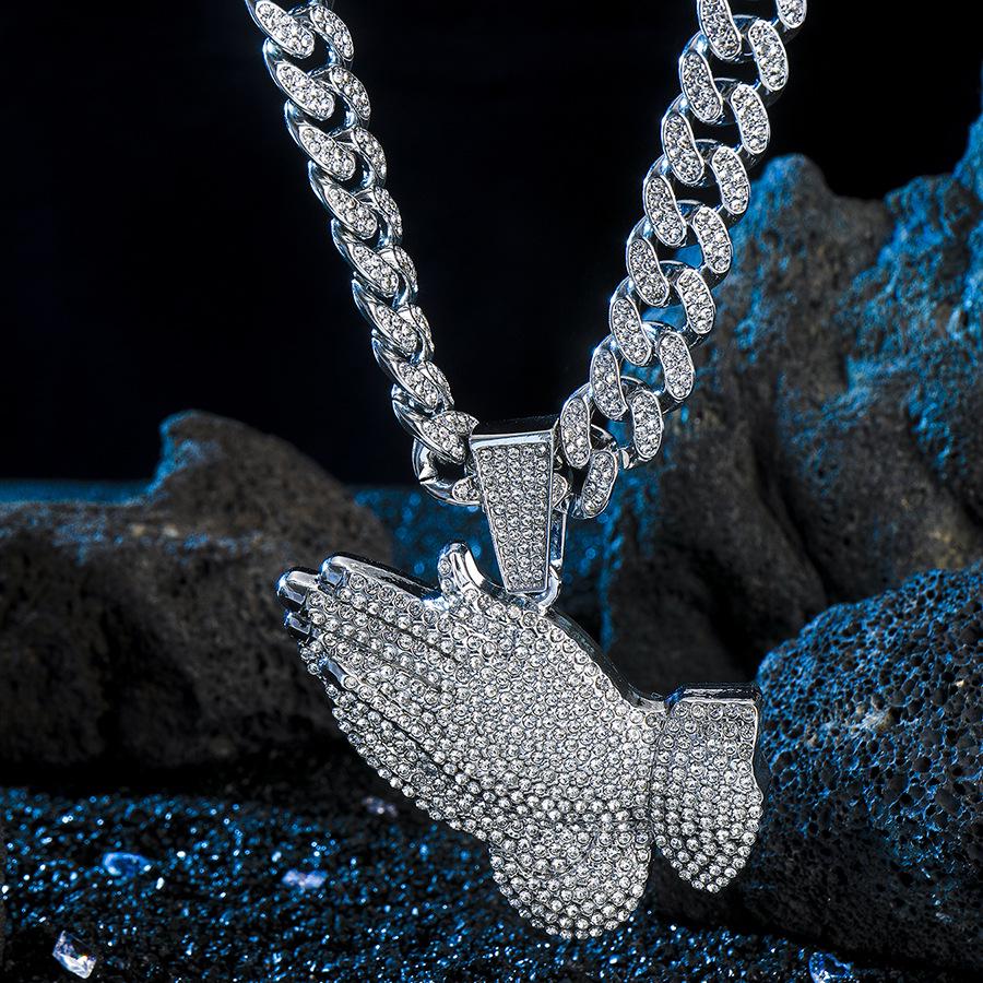 Men's Hip Hop Full Diamond Zinc Alloy Pendant Necklace