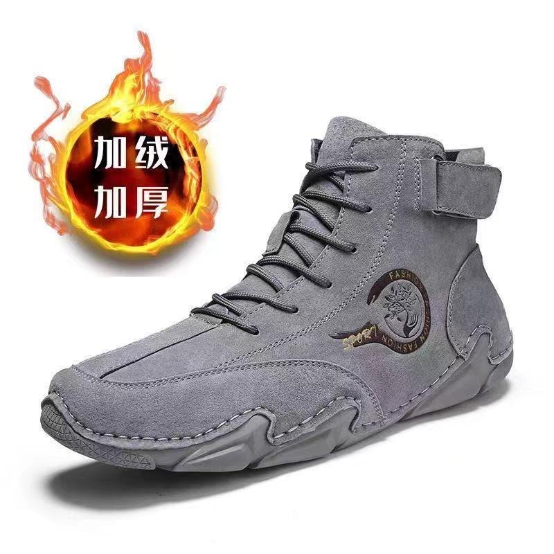 2025 Men Winter Boots Fashion Men Retro Snow Boots Casual Flat Cotton Shoes Men Outdoor Light Ankle Anti Slip Plush Warm Zapatos