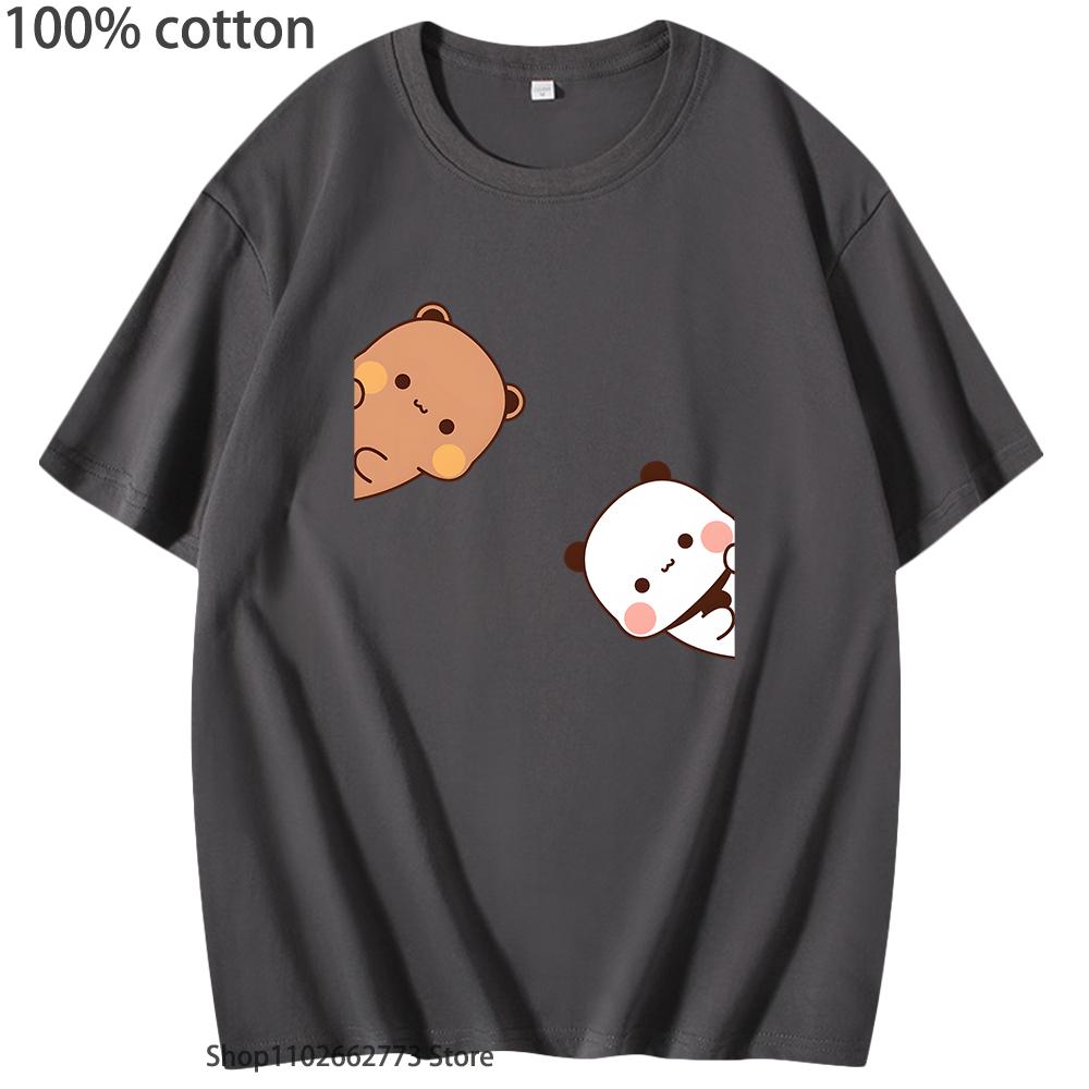 Bubu Dudu Shirt Couple Tops Cartoon Panda Bear Women Men Summer T-Shirts Kawaii Cotton Tshirt Korean Tees Harajuku