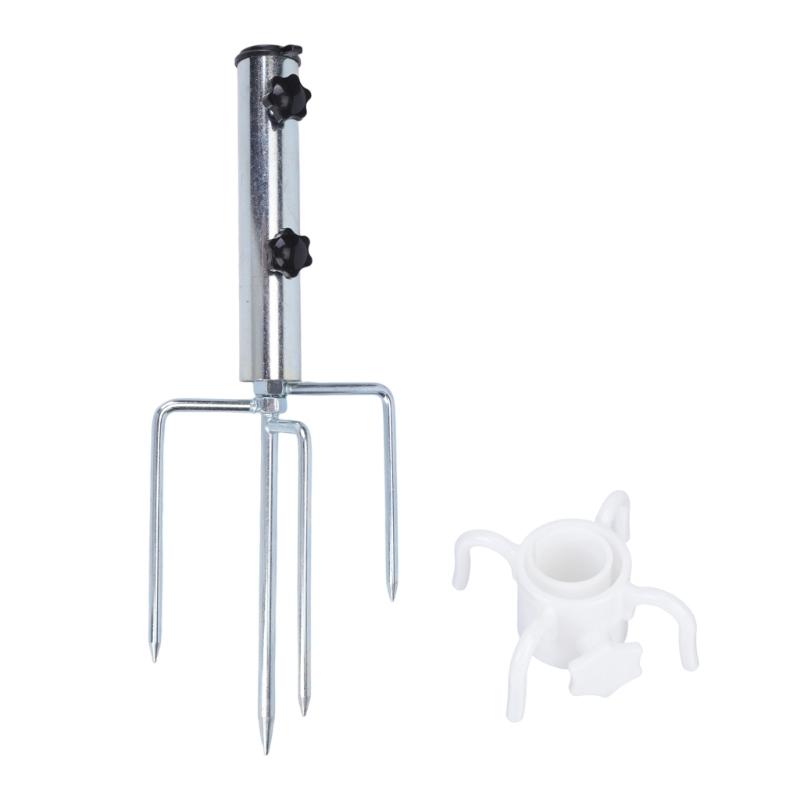 Supporto da Terra in Metallo Staccabile Portabastone con Gancio Bianco Set Manopole Girevoli Quotidiano per Uso all'Ombra in Giardino
