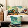 Aircraft Airplane Cool Cushion Cover Soft Plush Fabric Double-Sided Printed Sofa Cushion Cover For All Seasons Home Decor Gift
