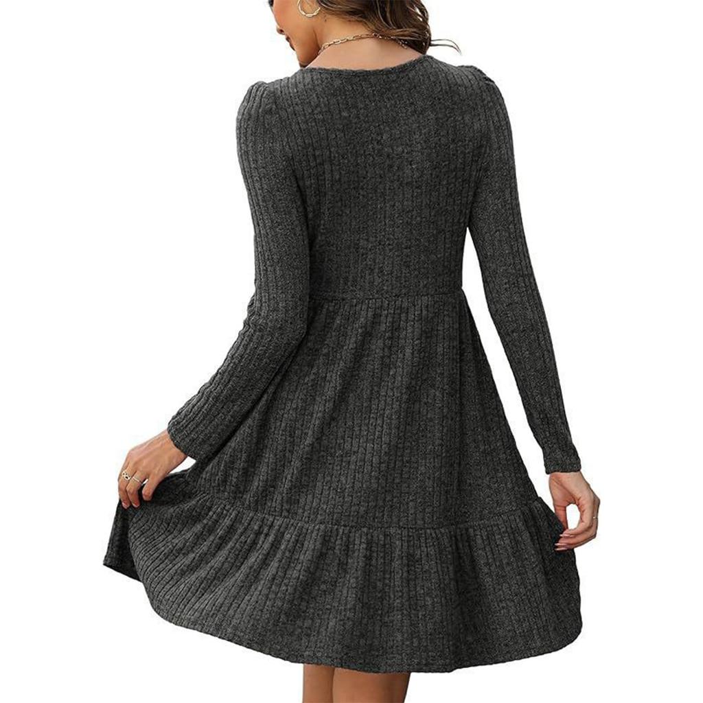 Women's Dress, Long Sleeved Pullover, Round Neck, A-line Casual Dress, And Winter