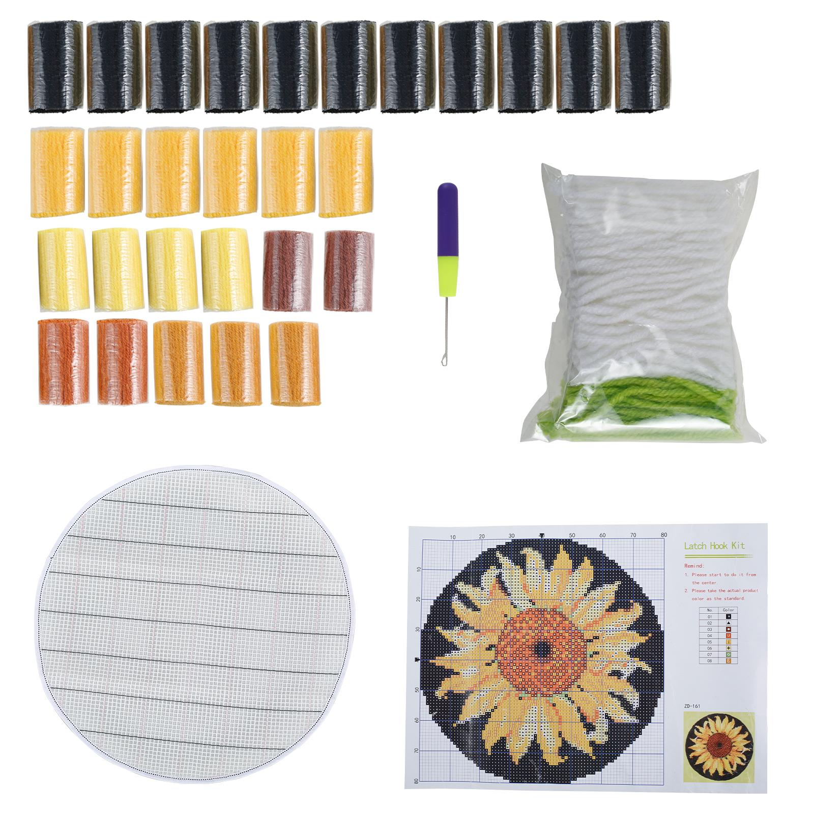 

Needlecraft Yarn Sewing Tool Handmake Latch Hook Rug Kits DIY Crochet for Sunflower Making Latch Hook for DIY Craft Sewing